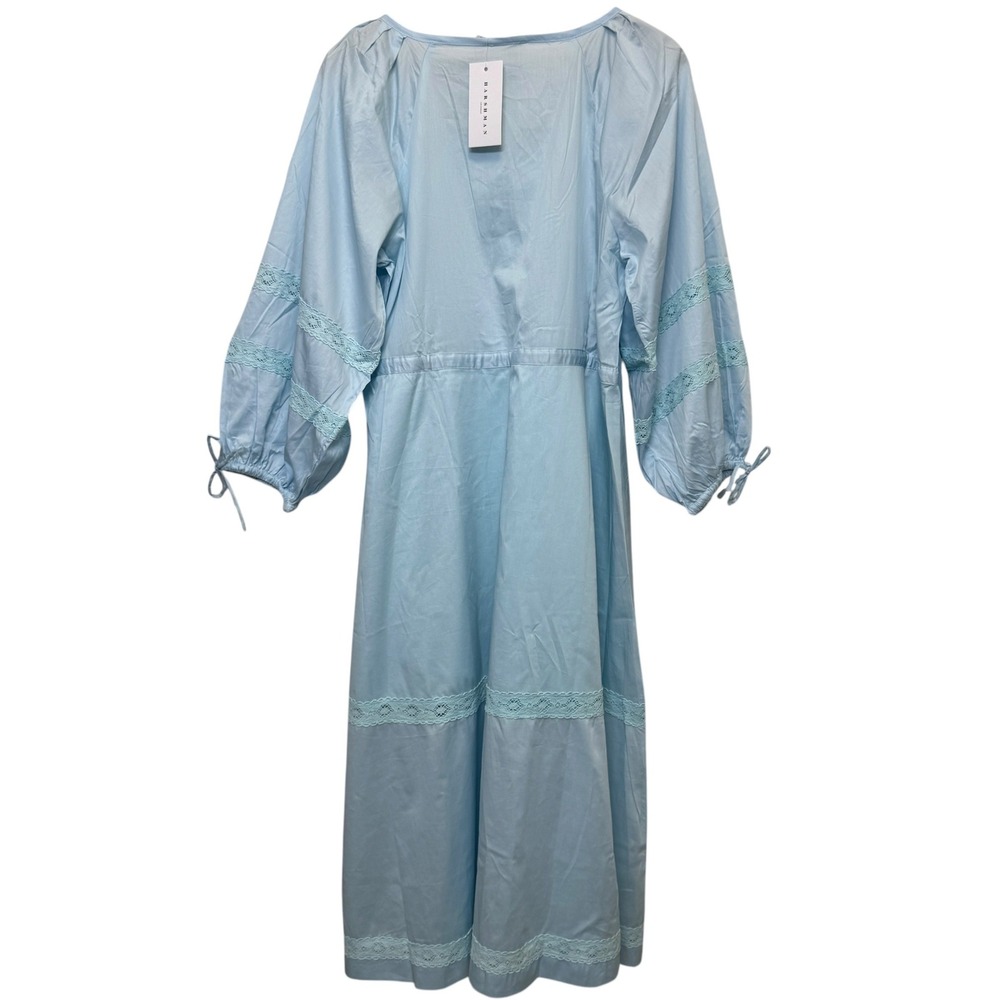 Anthropologie Harshman Belle Midi Dress XS Blue Lace Trim Cottage Boho Romantic - Picture 2 of 8